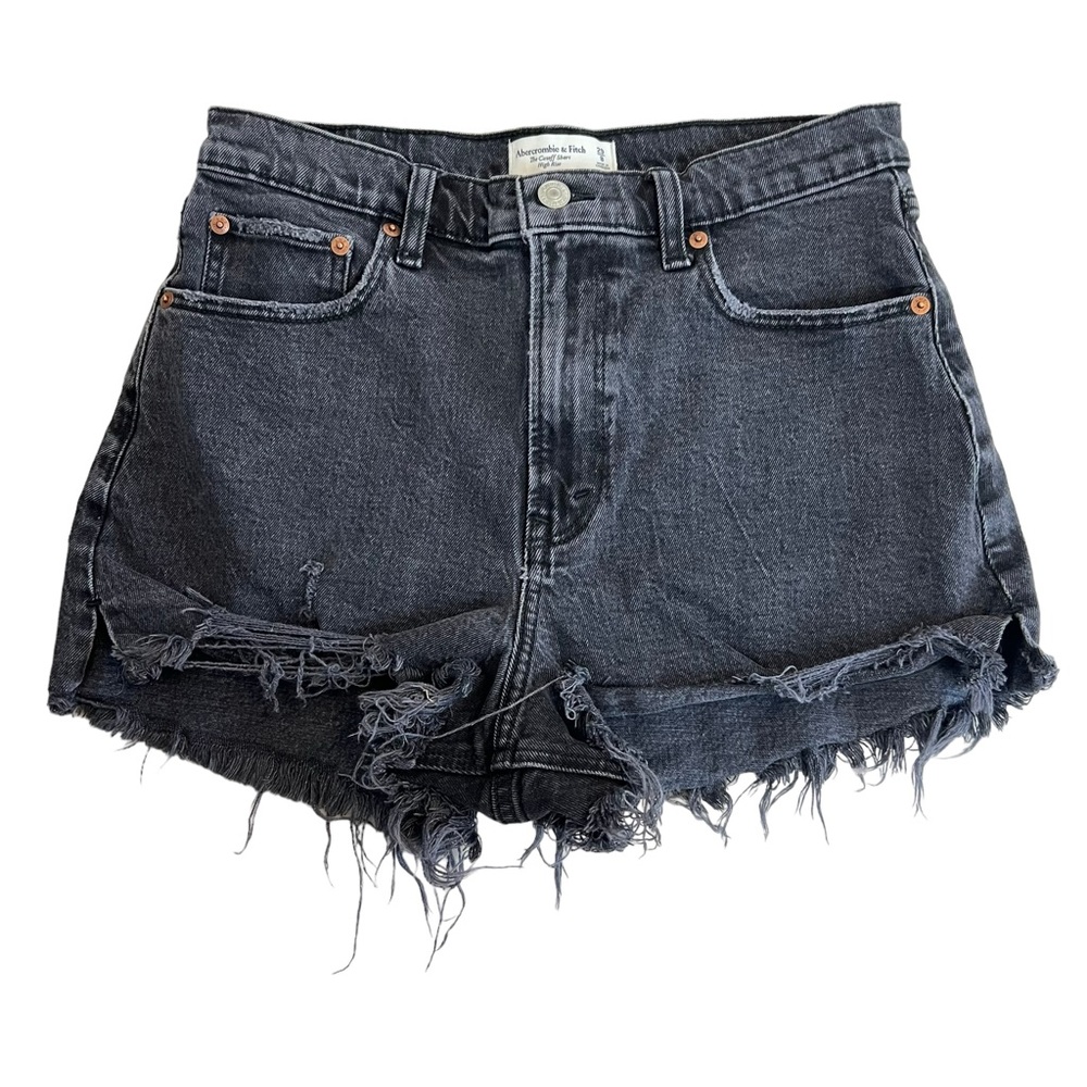 Abercrombie & Fitch Black Distressed High-Rise Jean Shorts
